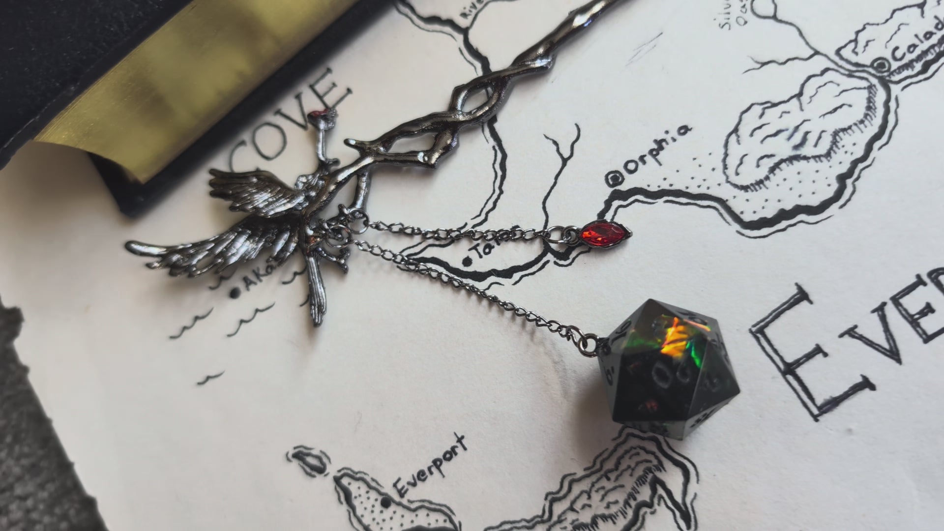 Treasure of the Raven Hair Stick with Dice