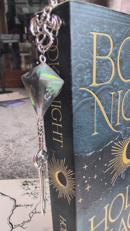 Electric Thunderstorms Sword Bookmark with Dice