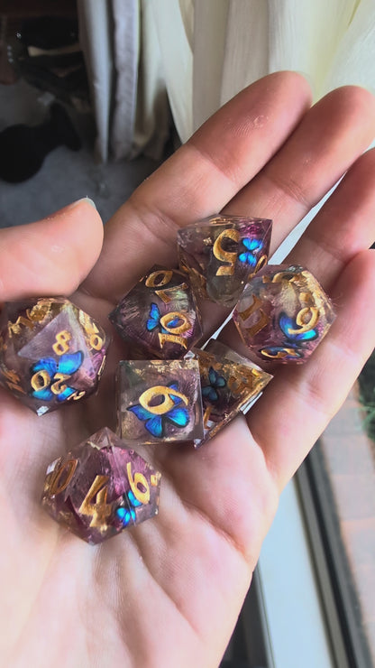 Morpho Butterfly 7-Piece Polyhedral Dice Set