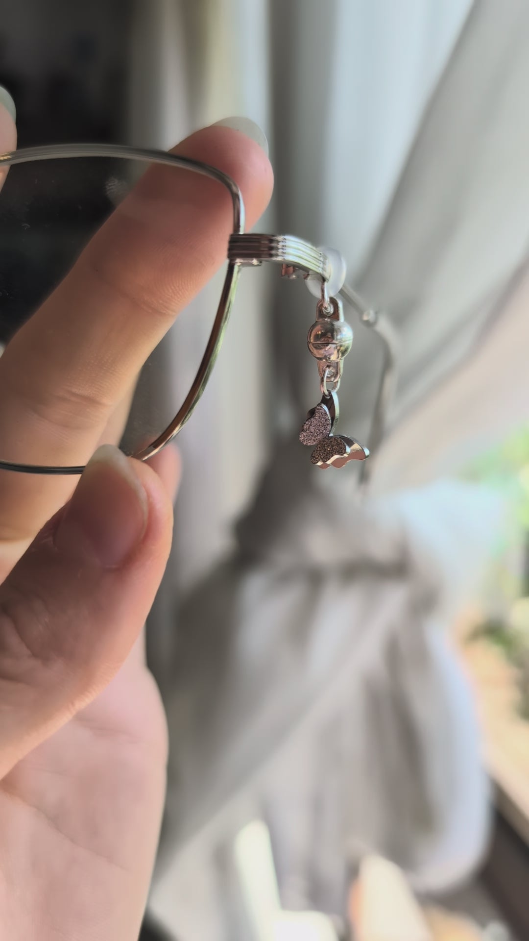 Silver Butterfly Glasses Charms